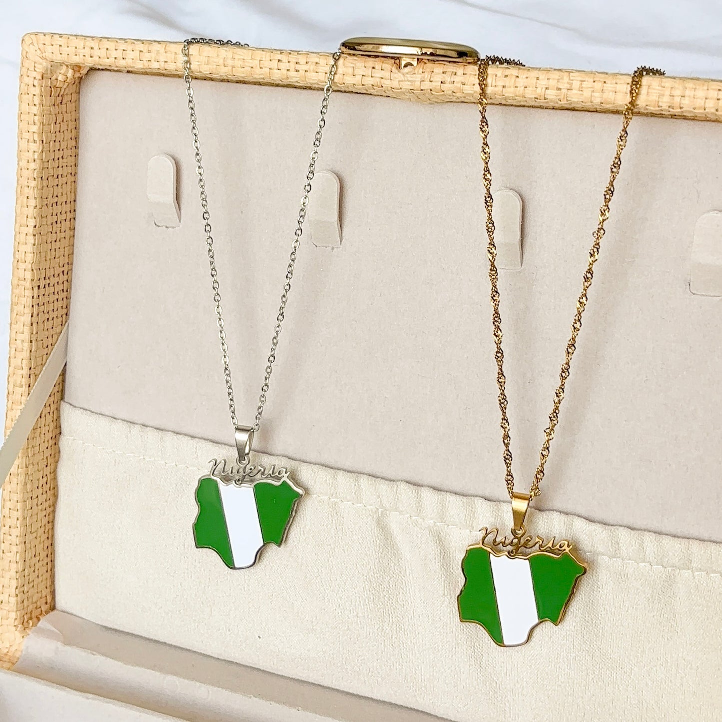 Nigeria Map Necklace - Gold & Silver Stainless Steel