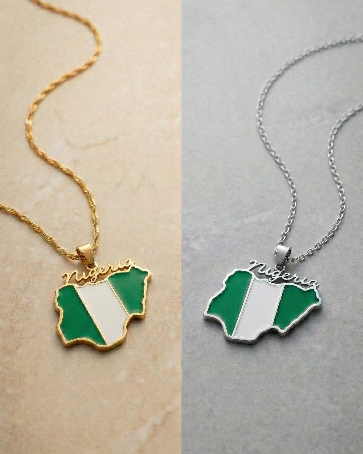 Nigeria Map Necklace - Gold & Silver Stainless Steel