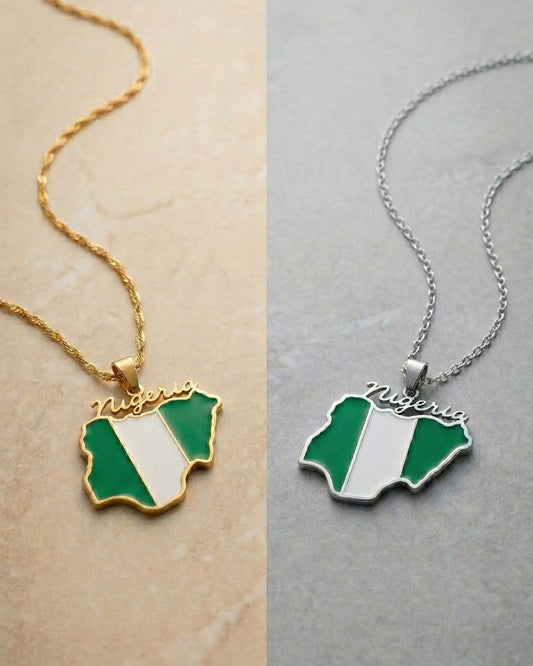 Nigeria Map Necklace - Gold & Silver Stainless Steel