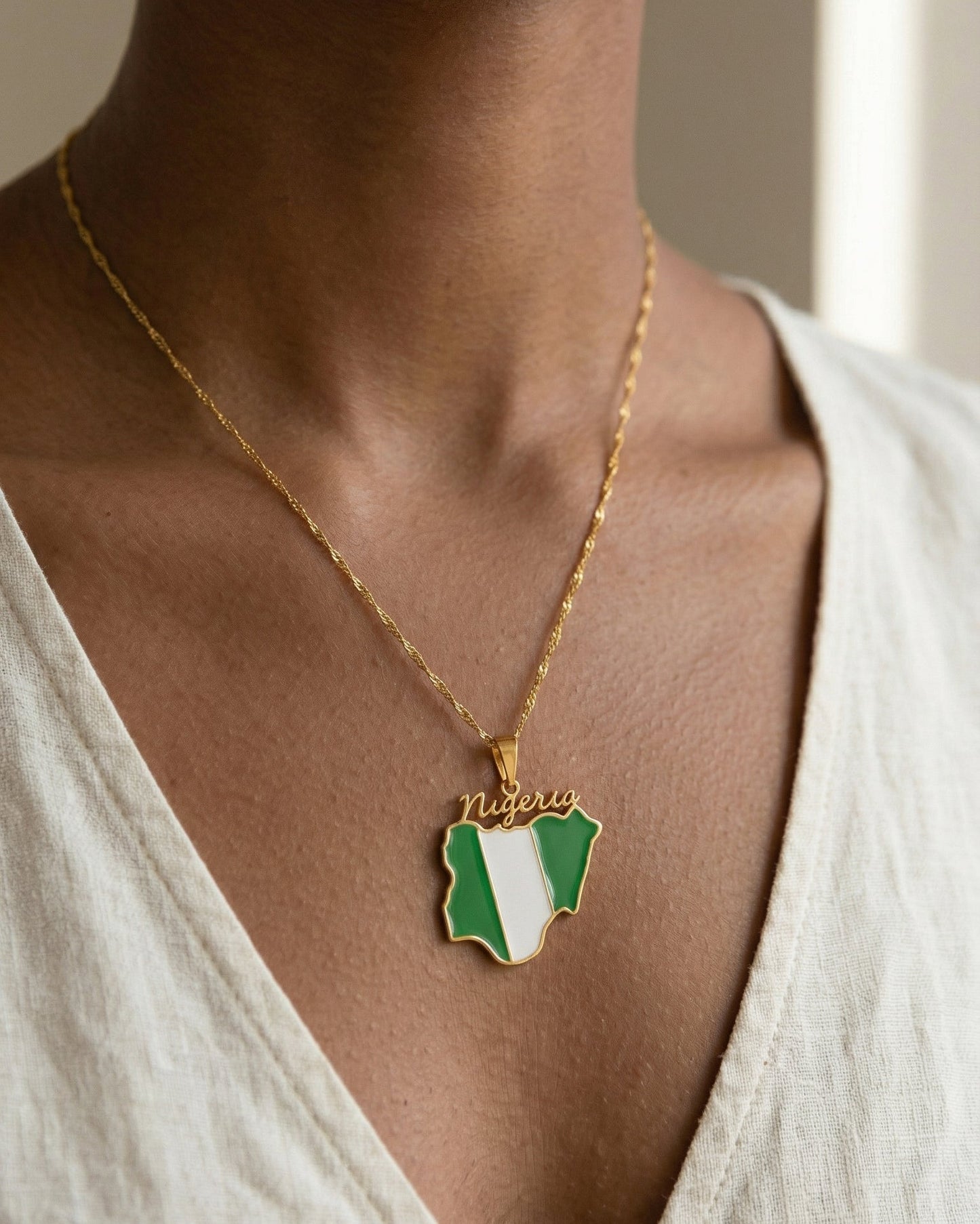 Nigeria Map Necklace - Gold & Silver Stainless Steel