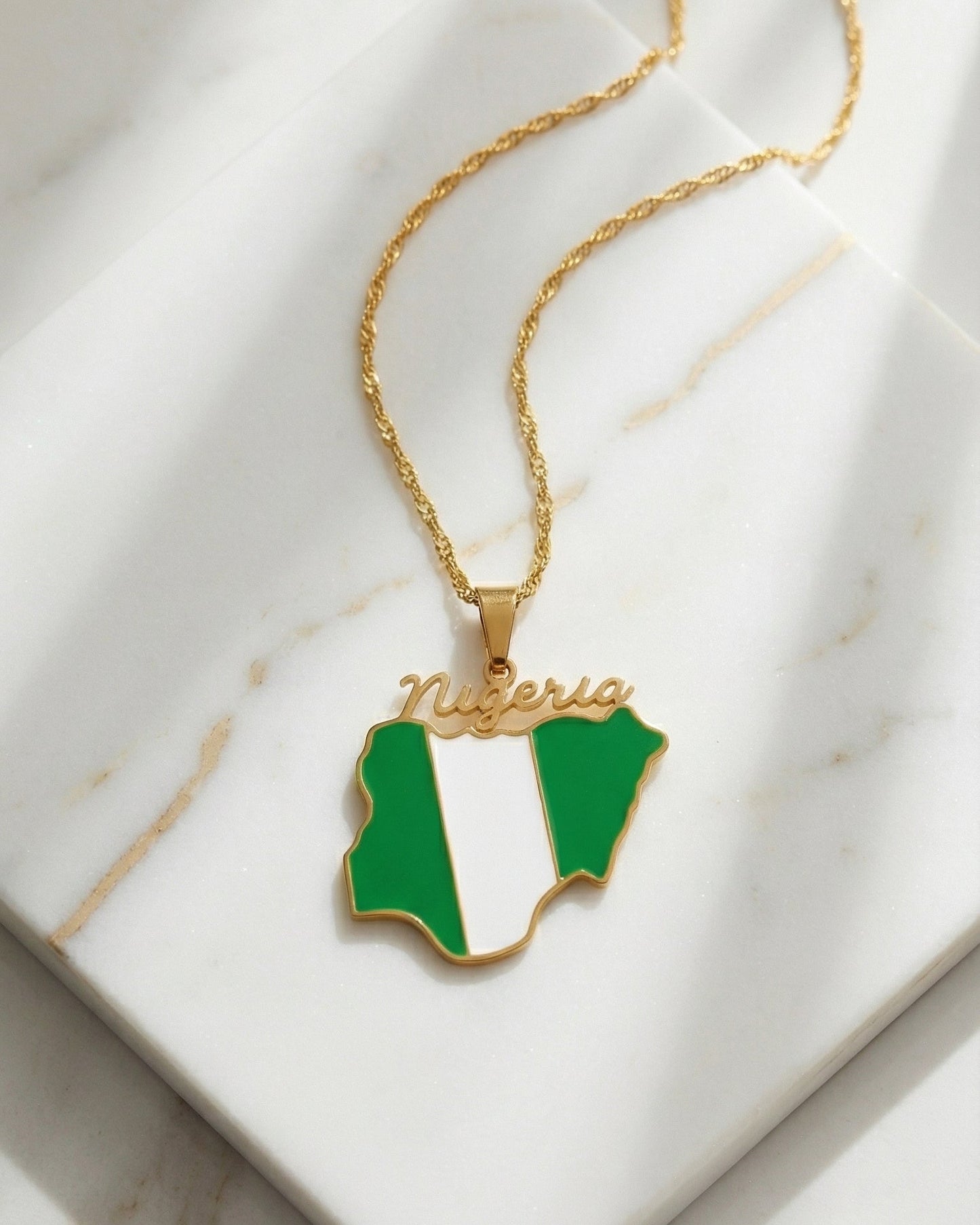 Nigeria Map Necklace - Gold & Silver Stainless Steel